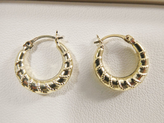10k real solid yellow gold 14.5MM classic design baby hoop earrings