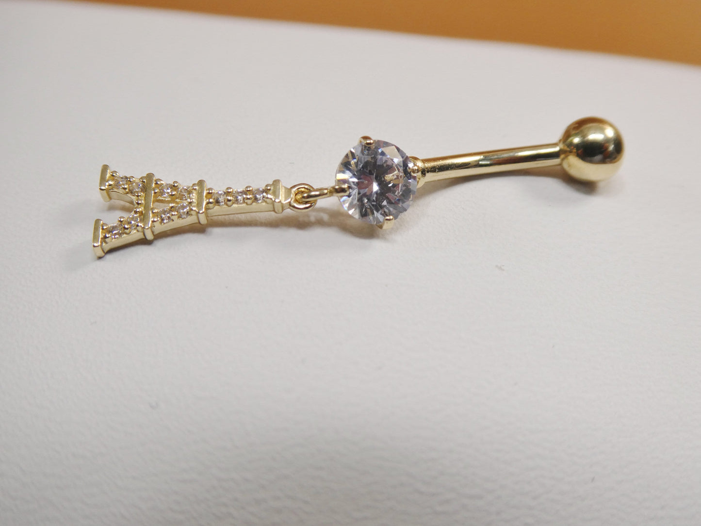 14k real solid yellow gold Eiffel tower  belly button ring piercing