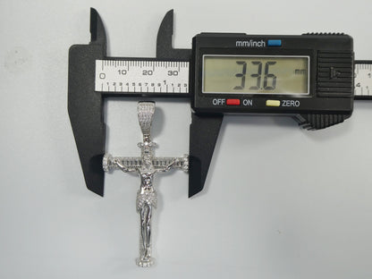 Real 925 Sterling Silver Large Cross Baguette Stone Setting Pendent