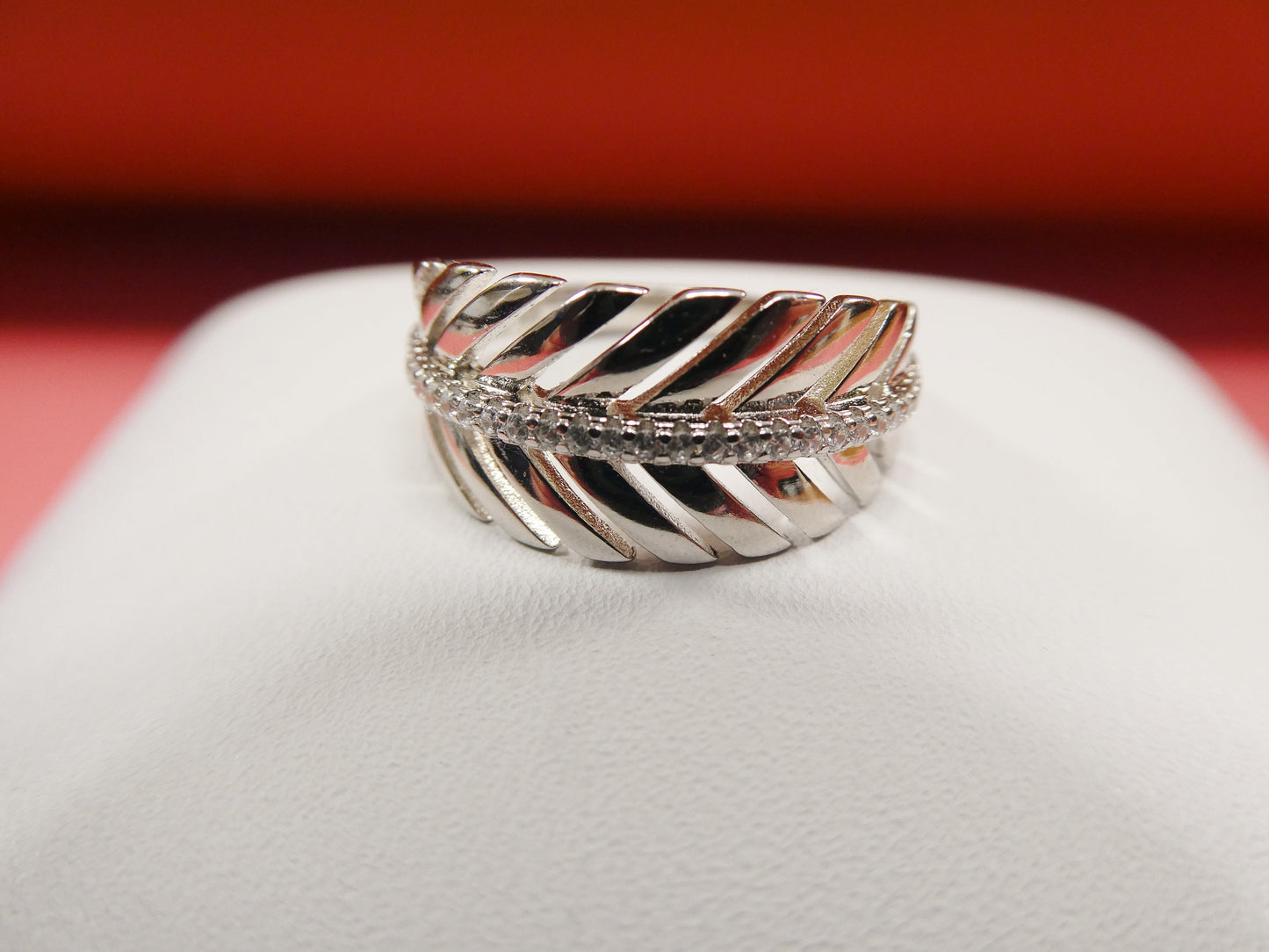 real 925 sterling silver over 14 white gold ladies ring