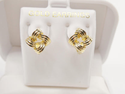 Real 10k Solid Yellow Gold Designer Love Knot Hoop Huggie Rarrings