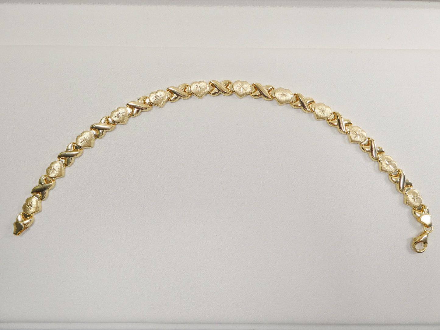 Sterling Silver XOXO Anklet: 14K Yellow Gold Finish, 10 inch