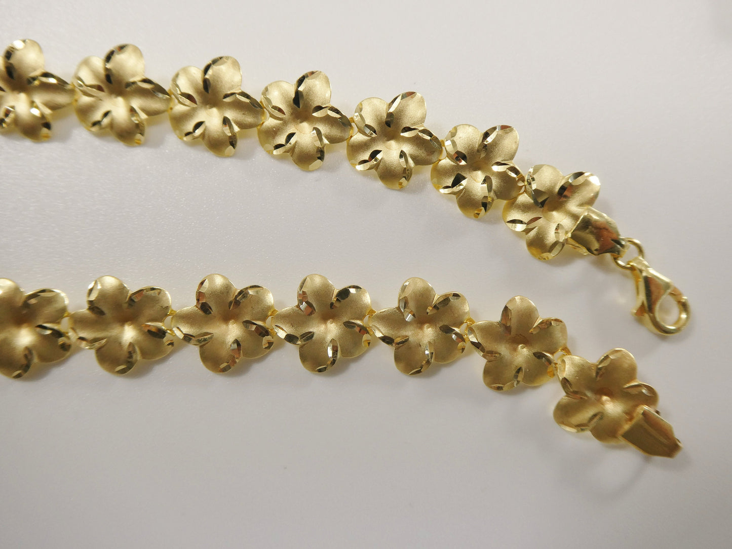 7 inch real 925 sterling silver flower 14k gold tone matt finish