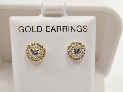 Real 10k Solid Yellow Gold Round Shape Push Post Stud Earrings