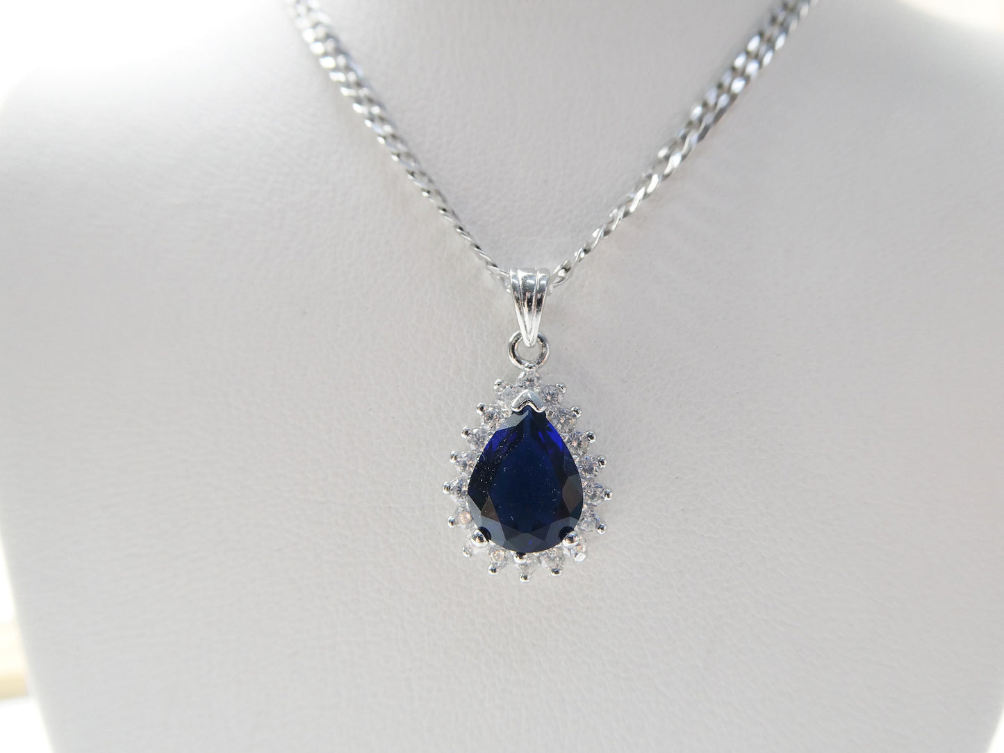 real 925 sterling silver 18 inch flat chain and genuine mystic teardrop pendent charm