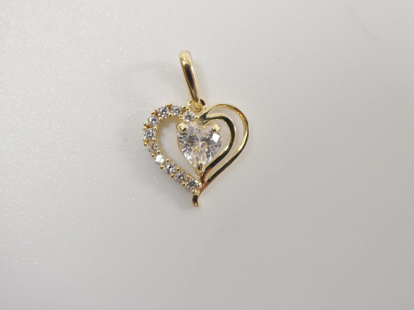 14k real solid yellow gold heart high polish charm pendent