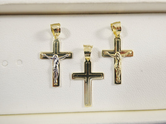 14k real solid yellow gold small cross crucifix pendent