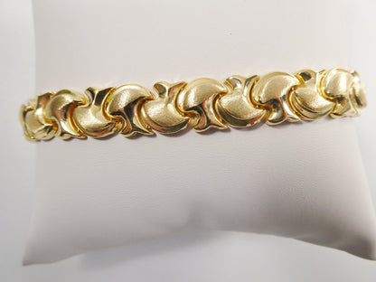 Real 925 Sterling Silver Large Stampato Set Necklace and Bracelet 14k Gold Color Finish