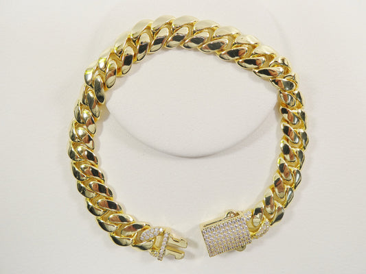18k gold filled Monaco 10mm bracelet 7" 8" length