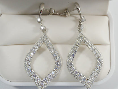 Real 925 Sterling Silver Micro Pave Setting 14k White Gold Color Finish Drop Earrings
