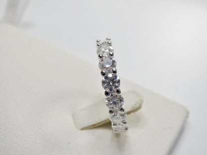 Real 925 Sterling Silver Solitaire Moissanite Anniversary Eternity Ladies Band