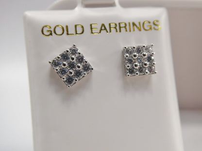 Real 10k Solid Yellow Gold Square Push Post Stud Earrings