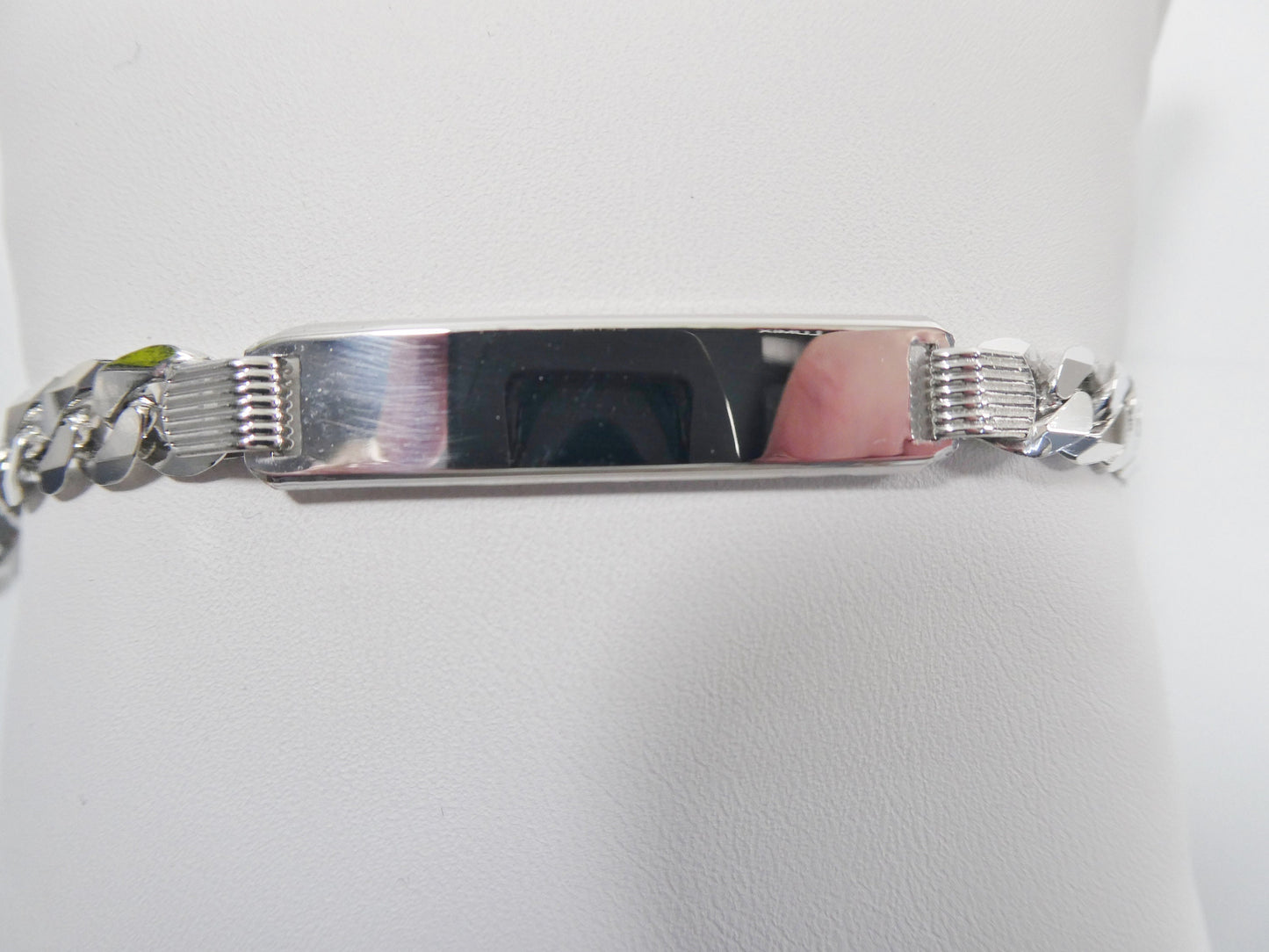 8.5 inch real 925 sterling silver solid curb men ID bracelet