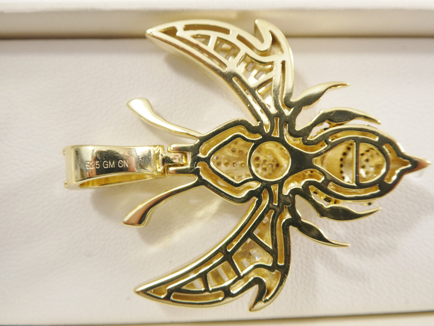 real solid 925 sterling silver large honey bee pendent