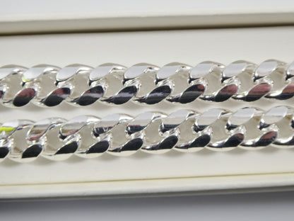 Real 10.5MM 925 Sterling Silver Men Miami Semi Solid Link Chain Box Lock Clasp