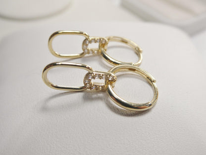 Real 10k Solid Yellow Gold Designer Hoop Huggie Earrings