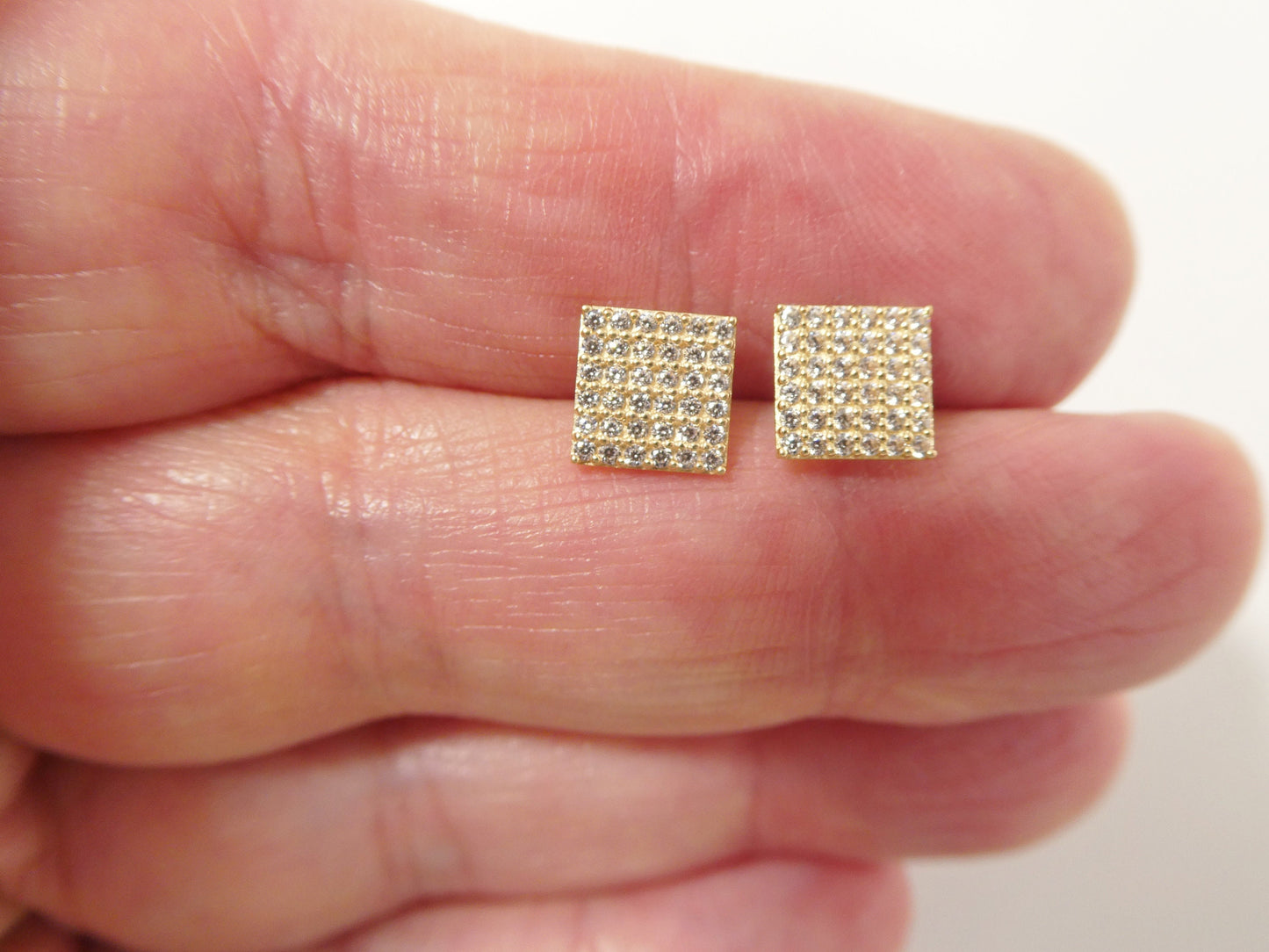 real 10k solid yellow gold micro fave square  stud earrings dainty