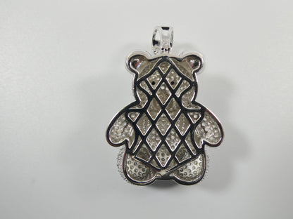 Real 925 Sterling Silver Teddy Bear Pendent and 2mm 20 Inch Moon Cut Chain