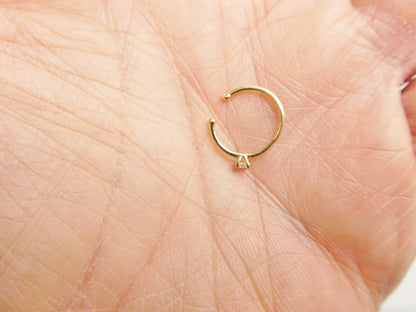 14k Real Solid Yellow Gold Cartilage Nose Ring Body Ring Piercing