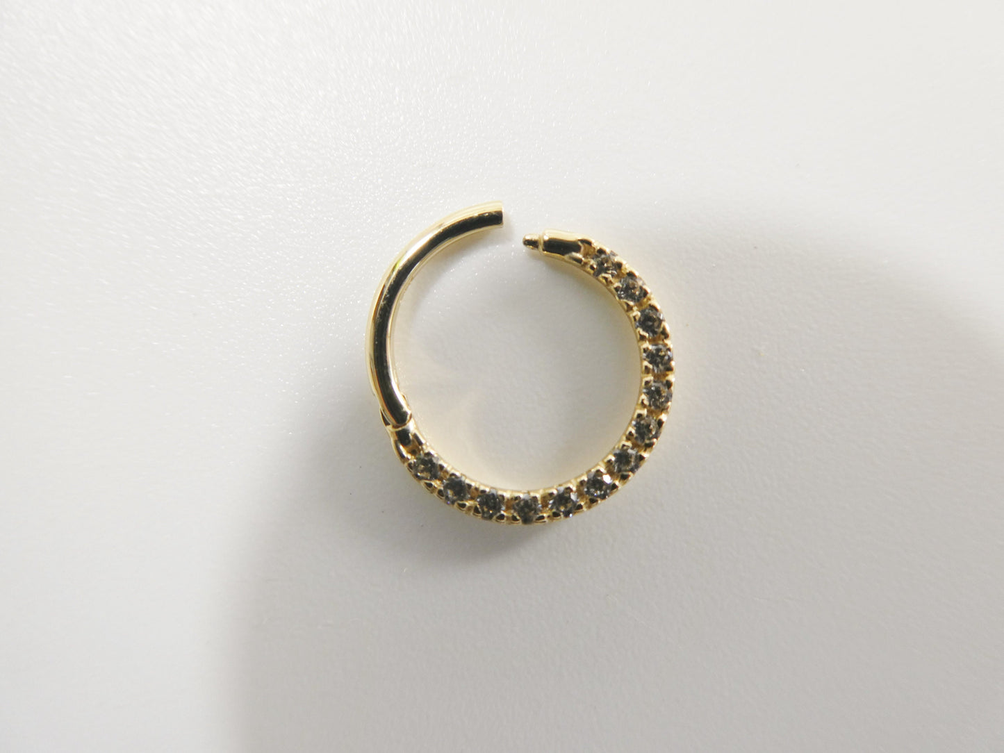 14k real solid yellow gold cz hoop earring cartilage daith ring piercing
