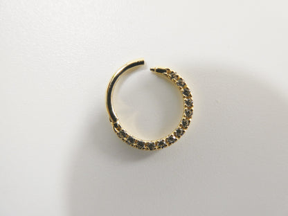 14k Real Solid Yellow Gold CZ Hoop Earring Cartilage Daith Ring Piercing