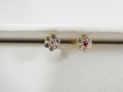 14k Real Solid Yellow Gold Flower Shape Nose Stud Ring