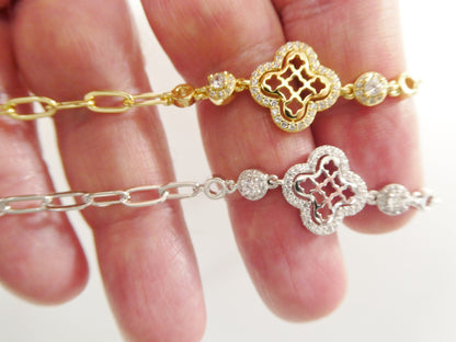 Real 925 Sterling Silver Paperclip Bracelet 14k Yellow Gold Finish
