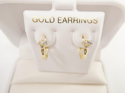Real 10k Solid Yellow Gold Designer Hoop Huggie Earrings
