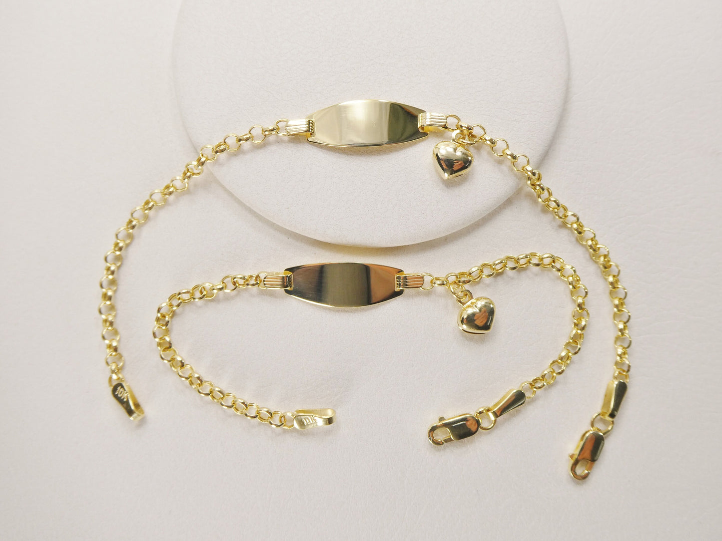 real 10k solid yellow gold 5.5/ 6.5 inch children/women heart dangling bracelet