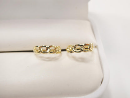 Real 10k Solid Yellow Gold Designer Hoop Huggie Earrings