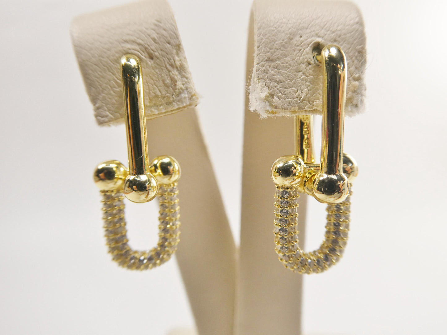 real 925 sterling silver u-shape paperclip earrings