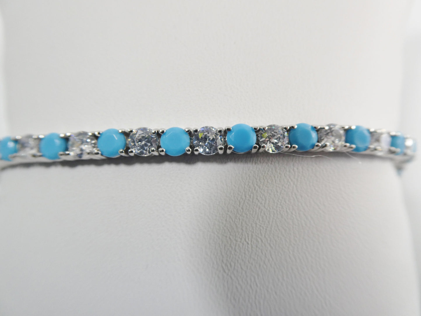 4mm 7 Inch turquois tennis bracelet real 925 sterling silver