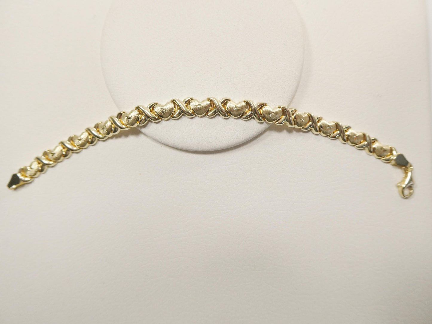 real 10k solid yellow gold 6 inch children/women xo heart bracelet