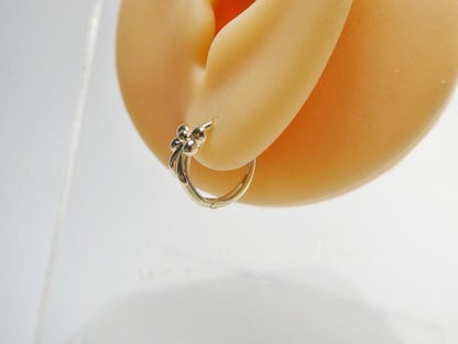 Real 10k Solid Yellow Gold Designer Bow Flower Hoop Huggie Earrings