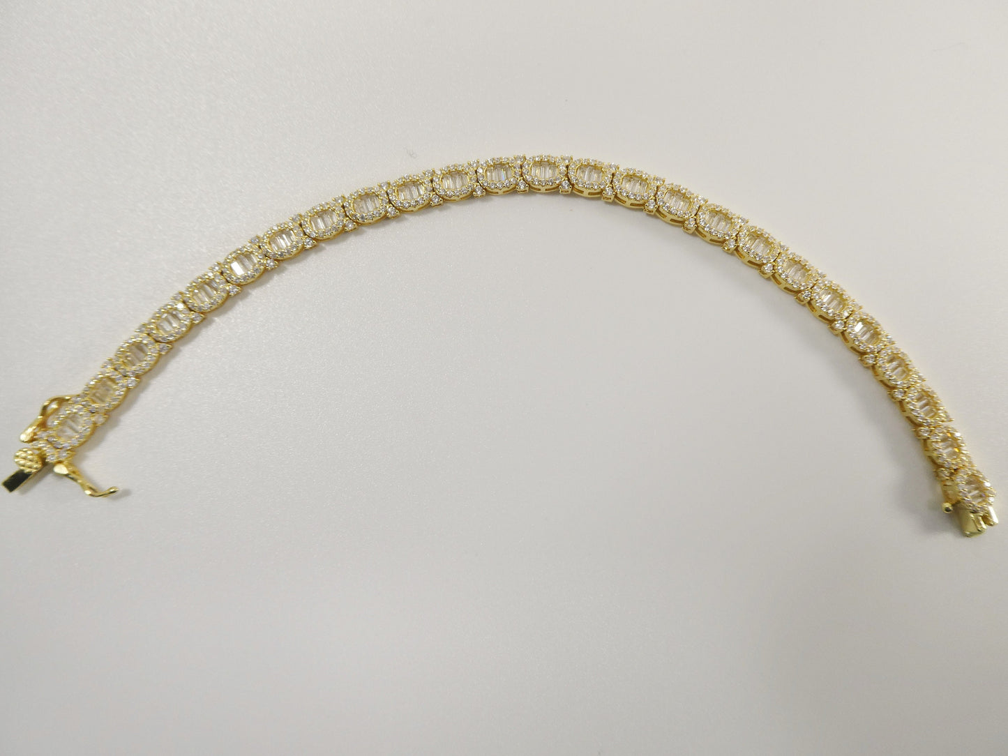 7 inch tennis style real 925 sterling silver 14k gold color finish bracelet