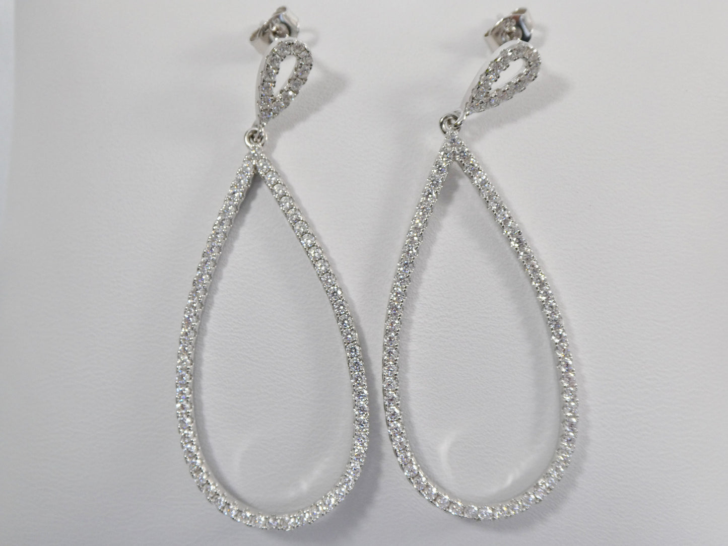 real 925 sterling silver micro pave setting 14k white gold color finish drop earrings