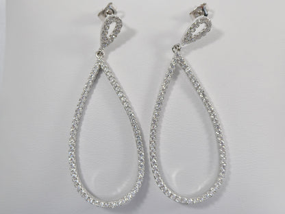 Real 925 Sterling Silver Micro Pave Setting 14k White Gold Color Finish Drop Earrings