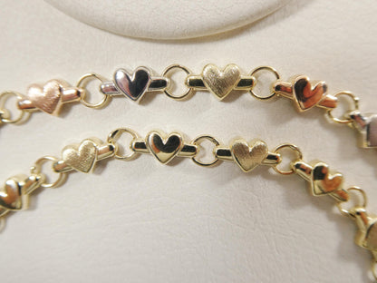 Real 10k Solid Yellow Gold 6 Inch Children/Women XO Heart Bracelet