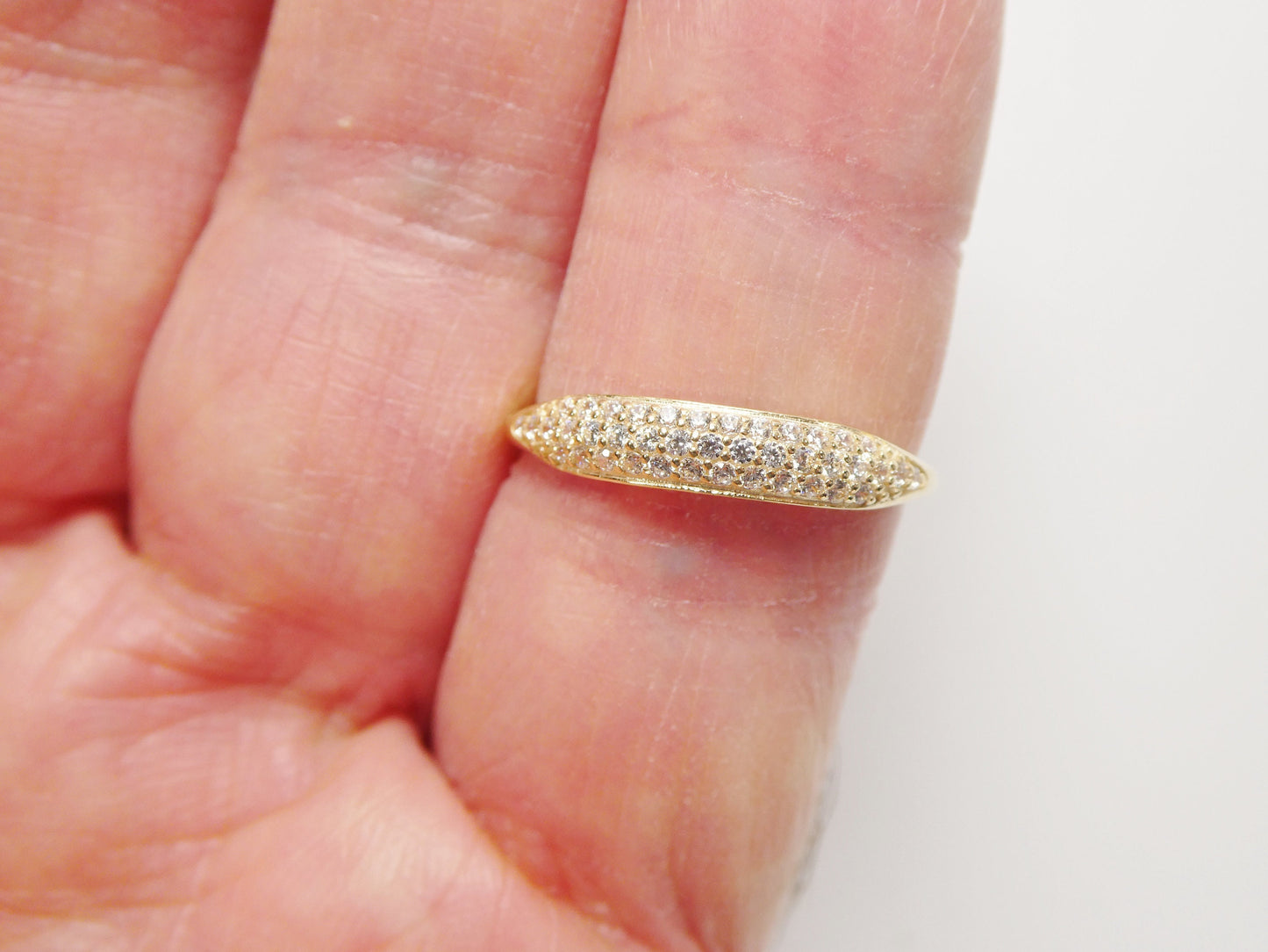 real 10k solid yellow gold women's classic micro pave setting ring