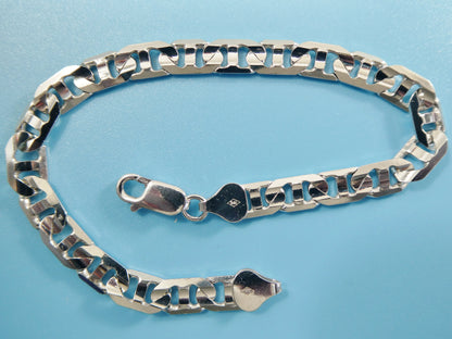 6mm Real Solid Mariner Link Solid 925 Sterling Silver Men Bracelet Lobster Lock