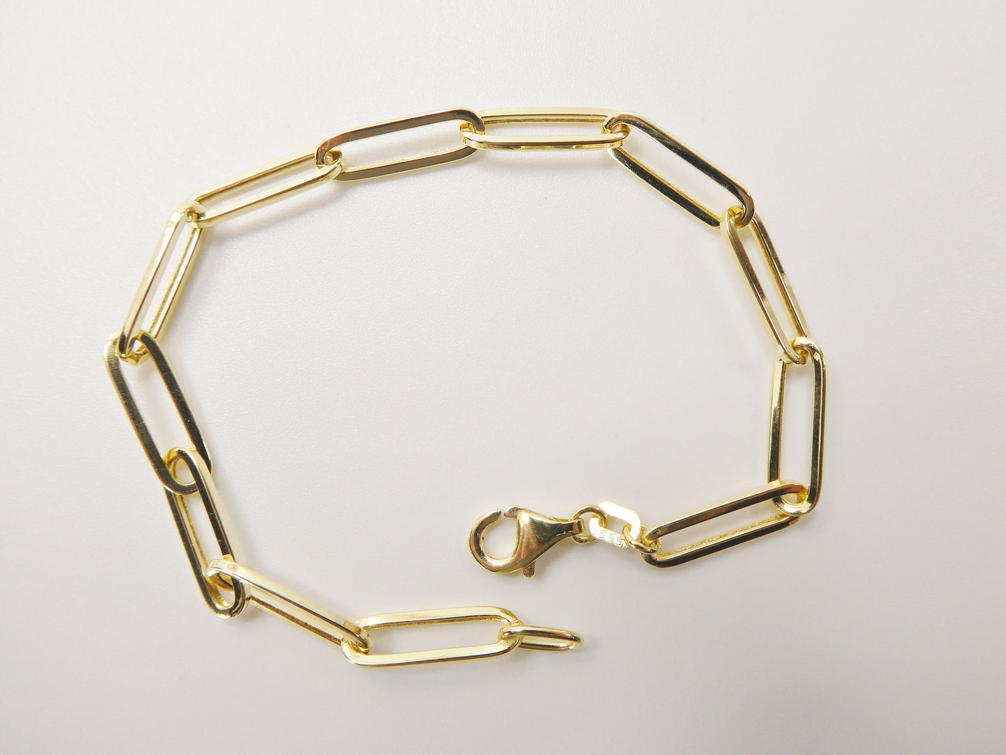 14k real solid yellow gold small wrist 6.5 inch paper clip high polish bracelet