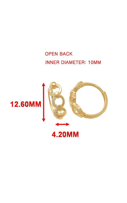 Real 10k Solid Yellow Gold Designer Hoop Huggie Earrings