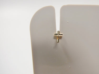 14k Real Solid Yellow Gold Diamond Cut Cross Nose Ring