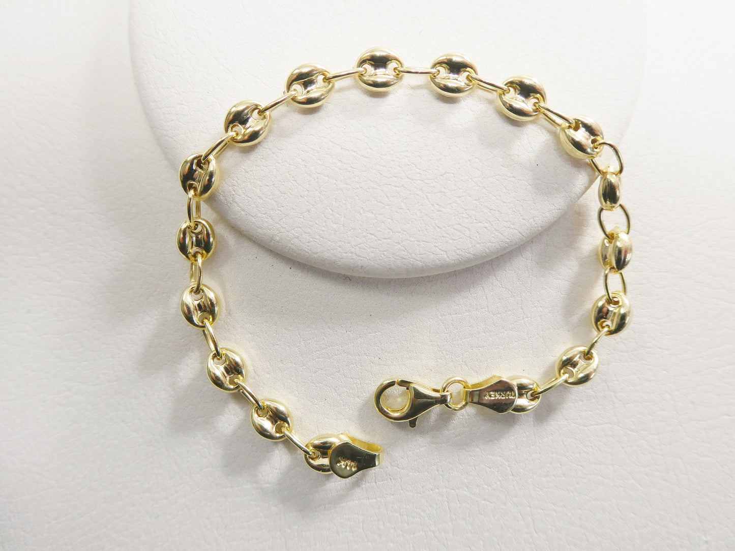 real 14k solid yellow gold 6 inch puff mariner baby bracelet