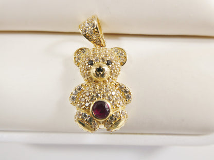 14k Real Solid Yellow Gold Small Teddy Bear Charm Pendent