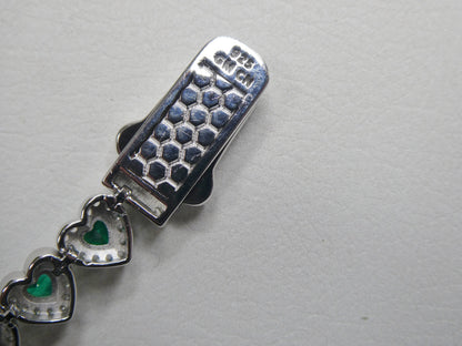Real  925 Sterling Silver Heart Emerald Stone Color Necklace