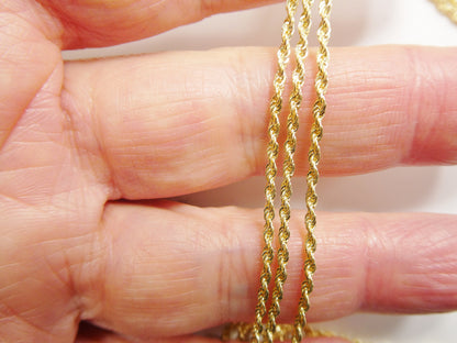 Real 14k Solid Yellow Gold Rope Chain Women Men Necklace