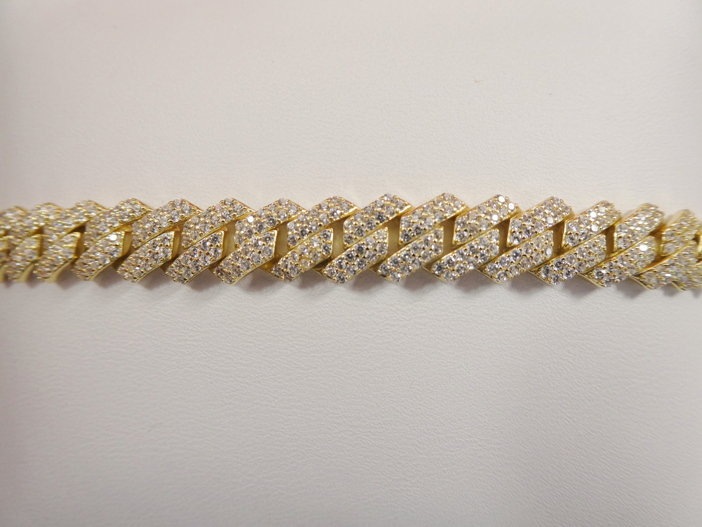 MEN LADIES 14k yellow gold color Monaco bracelet over real solid 925 sterling silver