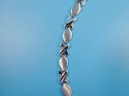 14k White Gold Color Tone Necklace XoXo Satin Finish Over Real 925 Sterling Silver
