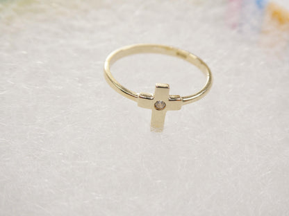 Real 10k Solid Yellow Gold Cross Classic Pinky Ring
